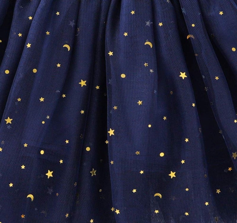 Tortoise & Rabbit Toddlers Girls Sparkle Tulle Tutu Skirt with Sequins Stars Moon Sun (Navy Blue, 2-3years) - Image 4
